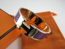 Hermes Purple Enamel Clic H Bracelet Narrow Width (18mm) In Gold